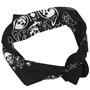 TRIXES Foulard de Tête Bandana Noir Double Face avec Crânes et Bordures à Damiers