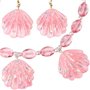 TRIXES Ensemble de Bijoux Coquillage Rose 2PC – Ensemble Collier et Boucles d'Oreilles Coquillage Paillettes – Accessoire de Dég