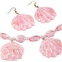 TRIXES Ensemble de Bijoux Coquillage Rose 2PC – Ensemble Collier et Boucles d'Oreilles Coquillage Paillettes – Accessoire de Dég