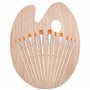 Kurtzy Set Pinceau Peinture et Palette en Bois (12 Pinceaux) Palette de Peintre Ovale - Peinture Acrylique