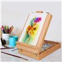 Kurtzy Chevalet Bois Portable pour Peinture et Dessin avec Boîte de Rangement - pour des Toiles Jusqu’à 30 cm - Chevalet de Tabl