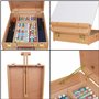 Kurtzy Chevalet Bois Portable pour Peinture et Dessin avec Boîte de Rangement - pour des Toiles Jusqu’à 30 cm - Chevalet de Tabl