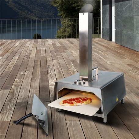 Four à pizza super rapide à granulés de bois - Machine à pizza portable en acier inoxydable - Fumoir à pizza pour jardin