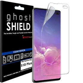 TECHGEAR Protection Écran Galaxy S10 Plus S10+ [ghostSHIELD] Film de Protection Souple en TPU avec Protection Totale d'Écran Com