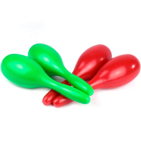 TIGER MAR49-4 Lot de 2 paires de maracas en plastique coloré Taille complète Longueur totale 24 cm