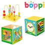 boppi Grand Cube d'activité en Bois 5 en 1 Labyrinthe à Billes à 2 Sens Huit Jouet sensoriel pour bébé avec Boulier Horloge Trie