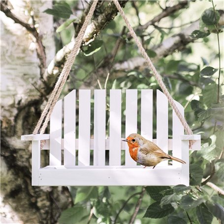 Garden mile Blanc Shabby Chic Banc De Jardin Balancement Siège Mangeoire pour Oiseaux Décoration Table Graines Écrou Suet Statio