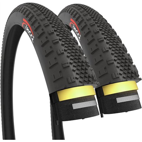 Fincci Gravel Pneus 700c x 38c - Paire Pliable Velo Tire 28 x 1.5 Pouces avec Protection Anti Crevaison 1mm - Pneu 40-622