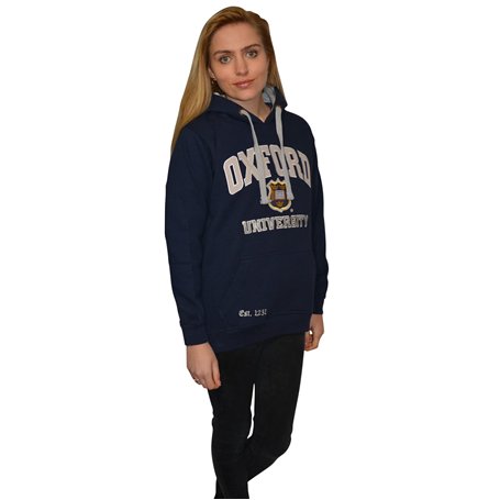 Oxford University OU129 Licensed Unisex Hooded Sweatshirt Navy/Grey L