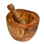 Cleminson® Mortier et pilon fabriqués à la main en bois d'olivier | Indispensable pour la cuisine pour broyer les épices et les