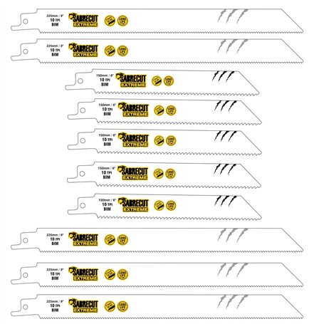 SabreCut SCRSK10HF Lot de 10 lames de scie sabre 150 mm 225 mm 10 TPI S922HF S1122HF pour coupe rapide du bois et du métal Compa