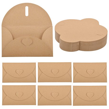 Pinsheng 100 Pièces Enveloppes en Papier Kraft Rétro