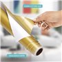 BELLE VOUS Rouleaux de Vinyle Adhesif (Lot de 2) - 4,5 m - Rouleau Vinyle Permanent Argent/Or Métallisé pour Décoration de Fenêt