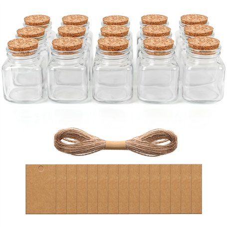 BELLE VOUS Lot de 15 Pot avec Bouchon Liege