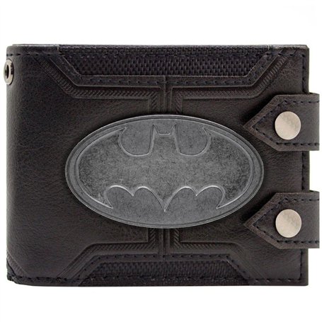The Dark Knight Batman Costume Badge en Acier à Double Bouton Portefeuille Bi-Fold Porte-Carte d'Identité & Porte-Carte