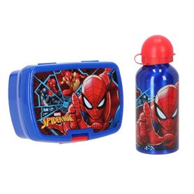 Diakakis Spiderman Ensemble repas pour enfants – Boîte à sandwich et bouteille d'eau en aluminium de 500 ml – Ensemble repas de