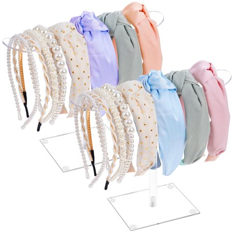 Winter Shore Rangement Accessoires Cheveux en Acrylique (Lot de 2) - Porte Serre Tete Transparent pour Bandeaux Épais & Fins