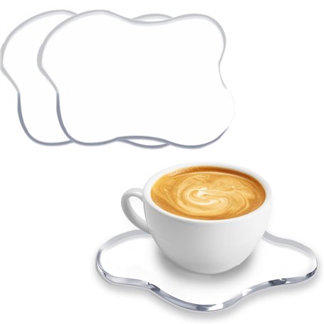 Modixun Lot de 3 sous-verres esthétiques en acrylique transparent irrégulier pour boissons