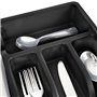 Vilde Range-couverts pour tiroir - Organiseur de cuisine avec 5 compartiments - Noir - 36 x 25,5 x 6 cm.