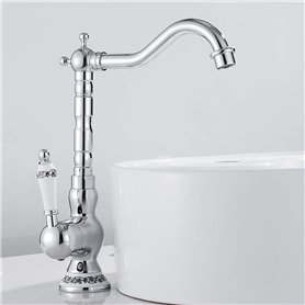 Mitigeur lavabo retro poignées en céramique pivotant à 360°