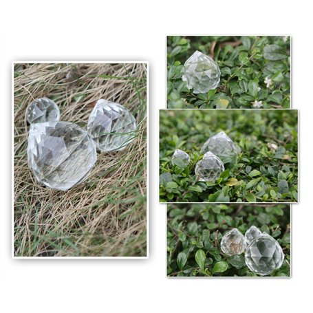 Boerni Lot de 3 Boules de Cristal avec Boules de Prisme Transparentes 20/30/40 mm à facettes pour plafonnier
