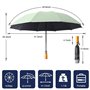 FATONESA parapluie rétro - pliant anti - UV coupe - vent bande réfléchissante poignée en bois massif auto - ouverture parapluie 