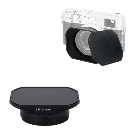 JJC Pare-soleil carré en métal pour appareil photo Fujifilm X100VI X100V X100F X100T X100S X100 X70 Noir avec capuchon coulissan