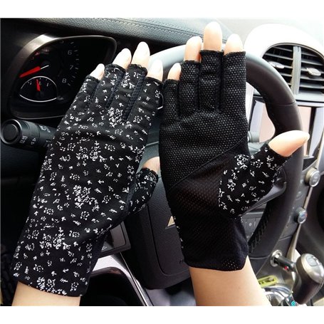 Femmes Dames Gants de Conduite Cyclisme Demi-doigts Maille Mitaines Coton Eté GYM Fitness Entraînement Moufles Silicone Respiran