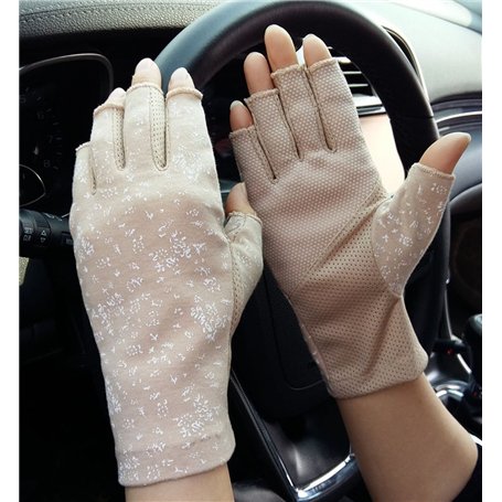 Femmes Dames Gants de Conduite Cyclisme Demi-doigts Maille Mitaines Coton Eté GYM Fitness Entraînement Moufles Silicone Respiran