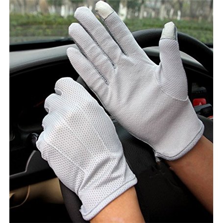Gants de Conduite Hommes Tactile Antidérapant Gant Mitaine UV en Coton Gants à Doigts Complets Courte Eté Respirant Golves Sport
