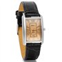 JewelryWe Montre Quartz Rétro Rectangulaire Romain Chiffre Cadran Bracelet Cuir Alliage Homme Femme Couple Amour Noir