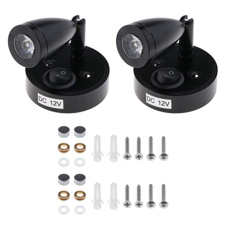 Be In Your Mind Paire de spots LED d'intérieur 12 V 3 W avec interrupteur réglable Lumière chaude avec vis pour camping-car