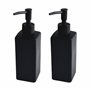BoBoU Lot de 2 distributeurs de savon en verre - 350 ml - Noir mat - Surface en céramique avec design rétro - Tête de pompe noir