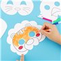 24PCS Masques Animaux et 4 Feuilles Strass Autocollant Avec Feutres de Coloriage Bricolage Enfant Accessoire de Déguisement Cade