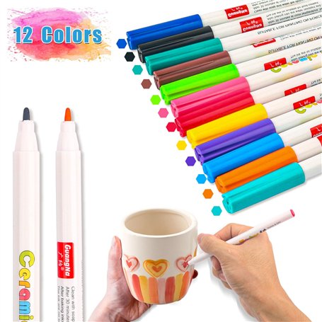 12 Couleurs Marqueur Peinture Acrylique Pour Porcelaine