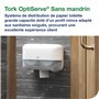 Tork Distributeur murale pour papier toilette rouleau mid-size sans mandrin blanc T7, gamme Elevation, 558040