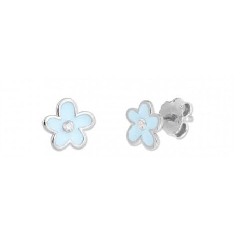 Turmalina Boucles d'oreilles fleur bleue bébé fille en argent sterling 925 Boucles d'oreilles fleur bleue et pierre taille 7