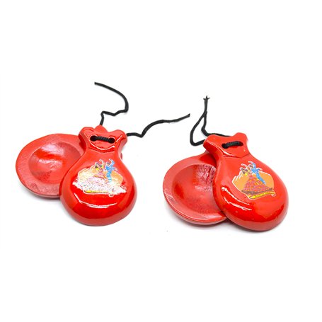 CASTANETS CASTAGLES ESPAGNONOLES ROUGE POUR ADULTS tout le bois fait à la main