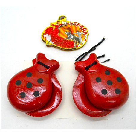 Rouge Castagnettes et aimant de réfrigérateur Torero espagnol Castagnettes espagnoles 2 paires de castagnettes espagnoles