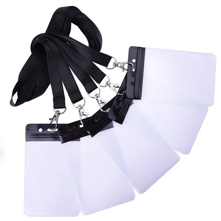 Kuuqa à Toute épreuve Porte-Badge avec Lanière Noire pour Bureau et exposition 5 Pack