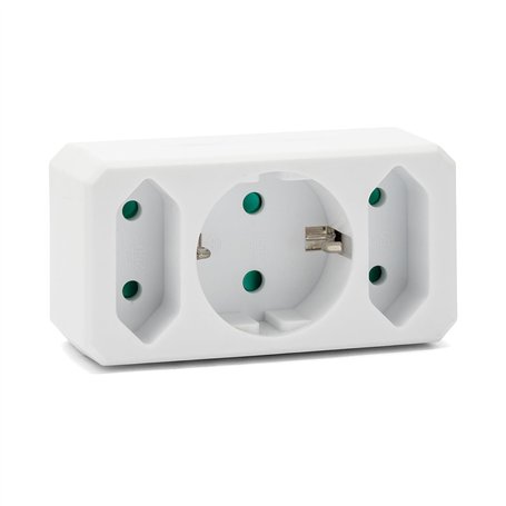 Bloc multiprise frontale 16A + 2x6A - Standard Schuko. Blanc