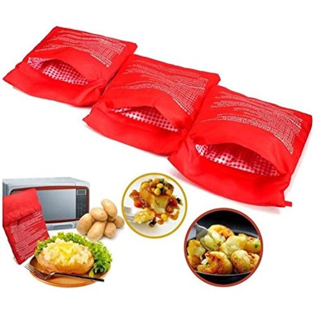 3 PCS Pomme de Terre Poche à Micro-ondes Pomme de Terre Express Pouch Pommes à l'Anglaise Lavable et Réutilisable Le Chauffage n