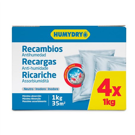 Lot de 4 Recharges Anti-humidité pour Déshumidificateurs - Idéales pour Placards