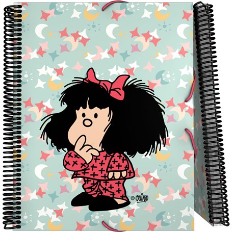 Grafoplas Classeur scolaire à pochettes transparentes A4 Couverture souple 30 doublures en polypropylène Mafalda Pyjama