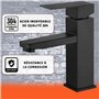Mitigeur lavabo noir acier inox eau chaude et eau froide avec 2 flexibles inclus robinet salle bain noir robinet noir salle de b