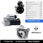 TESLA TECHNICS TT16381 PRO. démarreur de voiture 12V, demarreur moteur 1.30 KW, compatible avec RENAULT, prix demarreur moteur, 