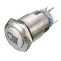 Alamor 12V 19Mm Silver Metal LED Bouton Poussoir sur Off Verrouillage De L'Interrupteur Symbole De Lumière-Bleu