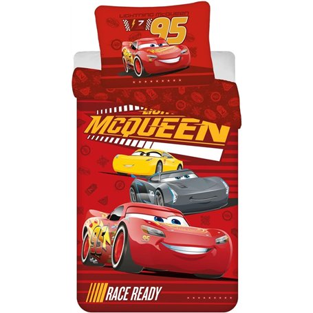 Jerry Fabrics Parure de lit 2 pièces Enfant Cars Ready 100% Coton