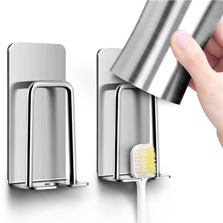 behone inherited 2pcs Porte brosses à Dents Mural en Acier Inoxydable