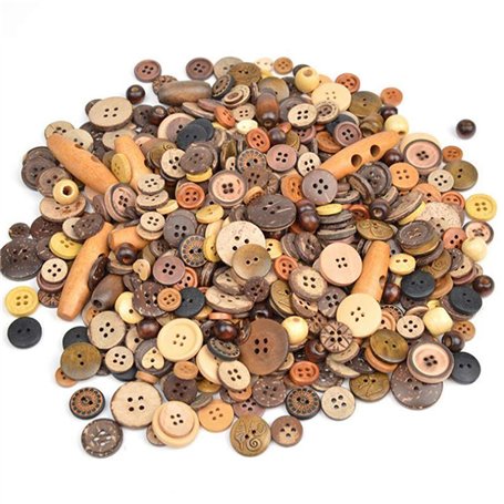 Youery Lot de 600 pcs Boutons en Bois de Noix de Coco DIY Shell-Lines Boutons 2/4 Trous Boutons pour Couture et travaux manuels